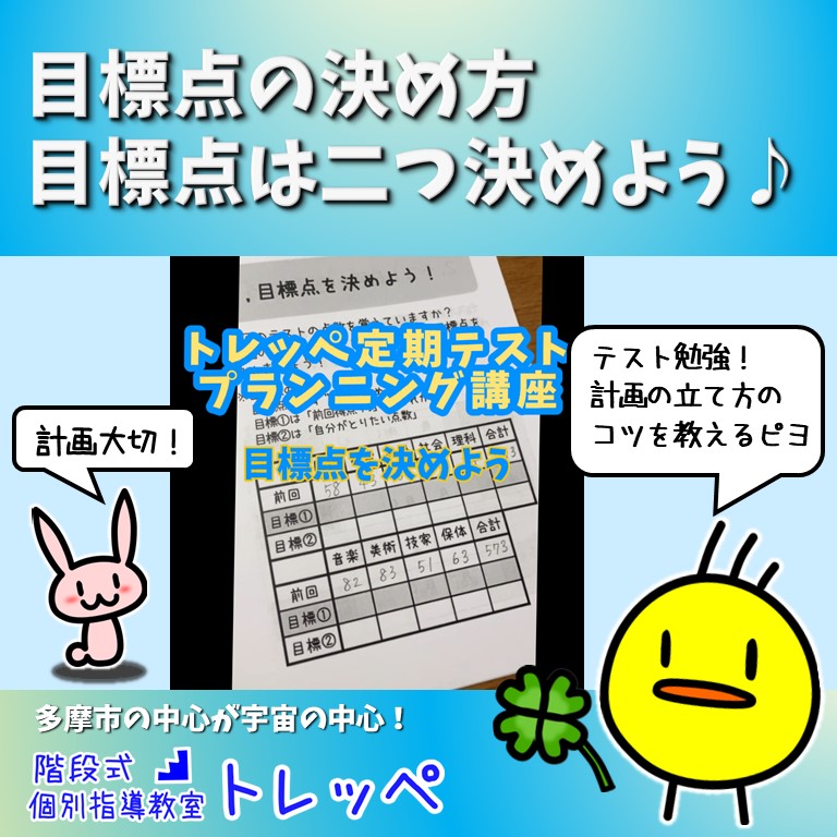 目標点の決め方！目標点は二つ決めよう♪