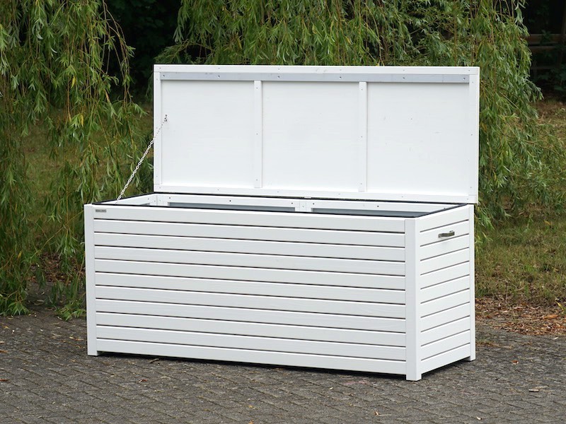 Große Auflagenbox / Kissenbox Holz, Oberfläche: Weiß