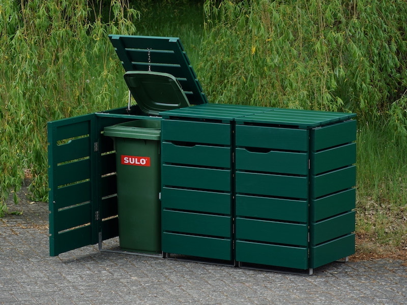 3er Mülltonnenbox 120 L, Oberfläche: RAL 6005 Moosgrün