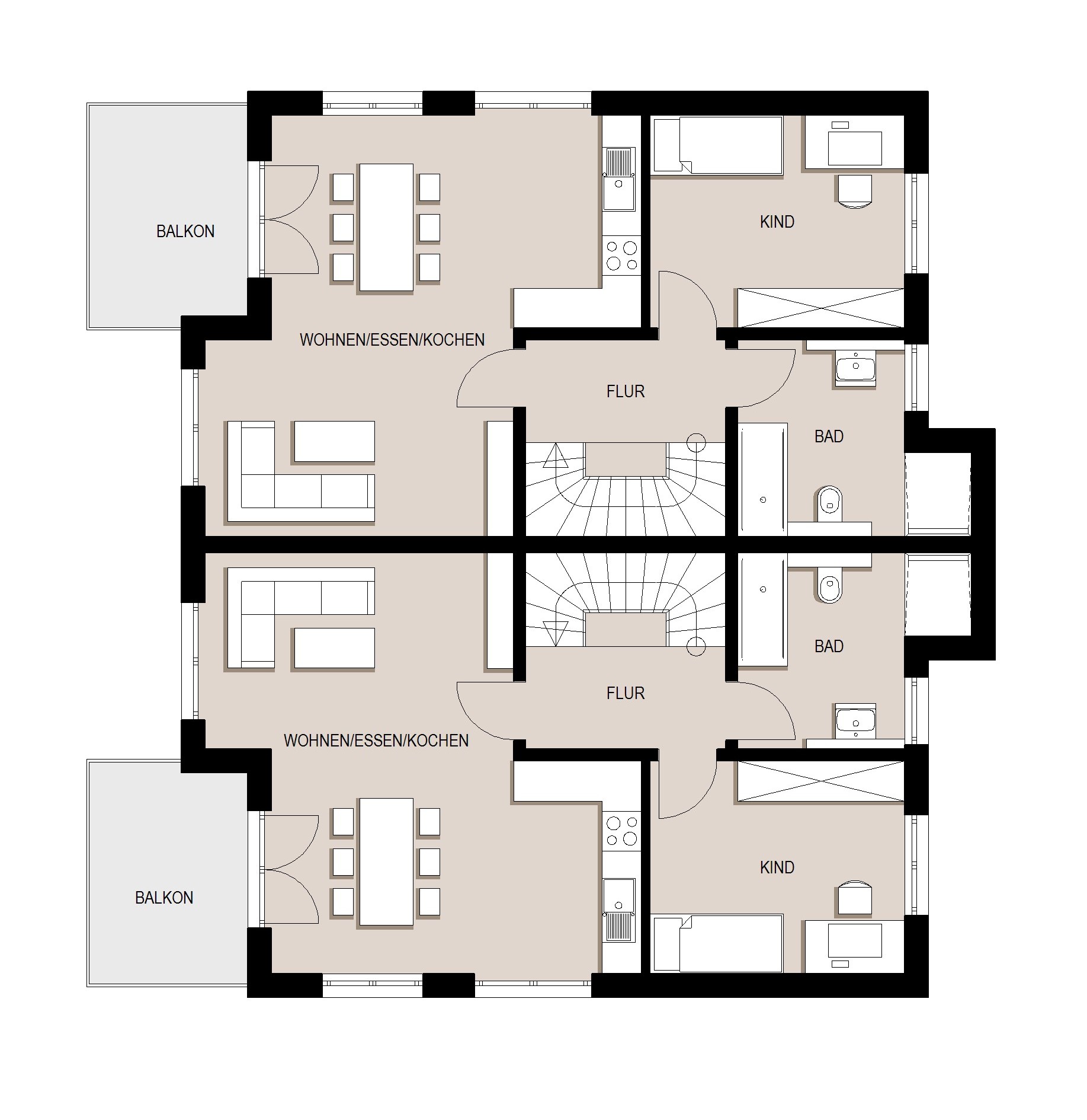 Obergeschoss Haushälfte 3.1 und 3.2
