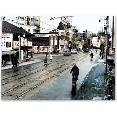1960（昭和35）年2月14日、金沢市片町交差点付近
