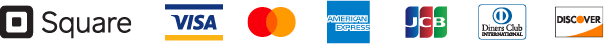 取り扱いクレジットカード：Visa・Mastercard・American Express・JCB・Diners Club・Discover