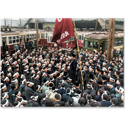 1959（昭和34）年12月19日、金沢市小将町の北鉄本社車庫