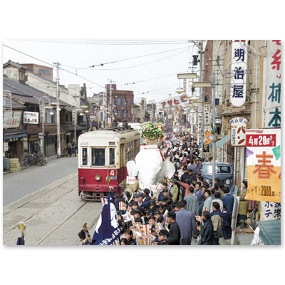 1958（昭和33）年4月13日、金沢市武蔵ケ辻付近