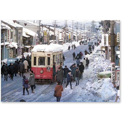 1965（昭和40）年1月14日、金沢市寺町停留場付近