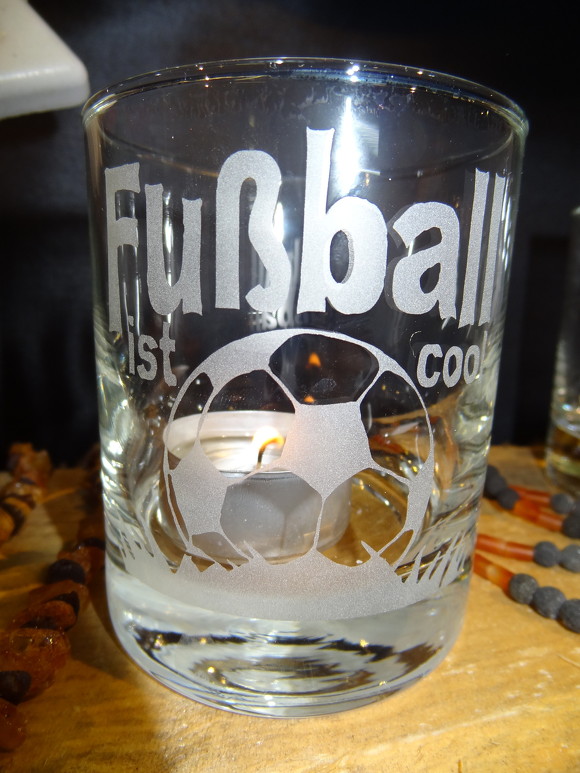 Glas Sandgestrahlt Motiv Fussball