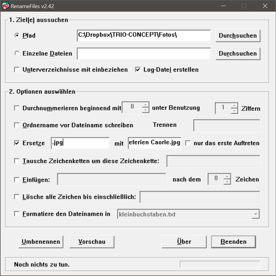 Screenshot Programm RenameFiles 242
