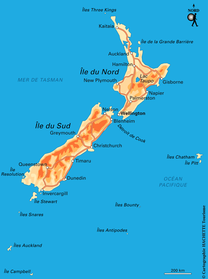 Carte de la Nouvelle Zélande