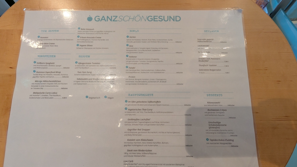 Mein Schiff 2 - Speisekarte Ganz Schön Gesund