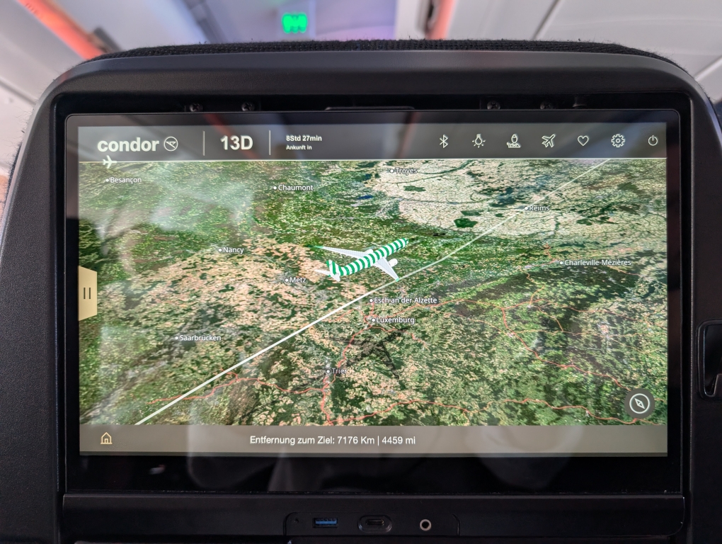 Inflight-Entertainment Condor - Flugdaten