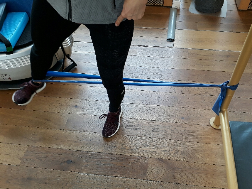 Leg stretch showing foot before terra band