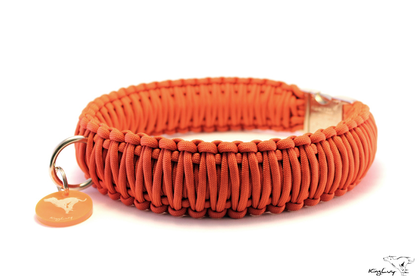 Paracord Halsband Orange "Triple" dog collar Survival KingLuy