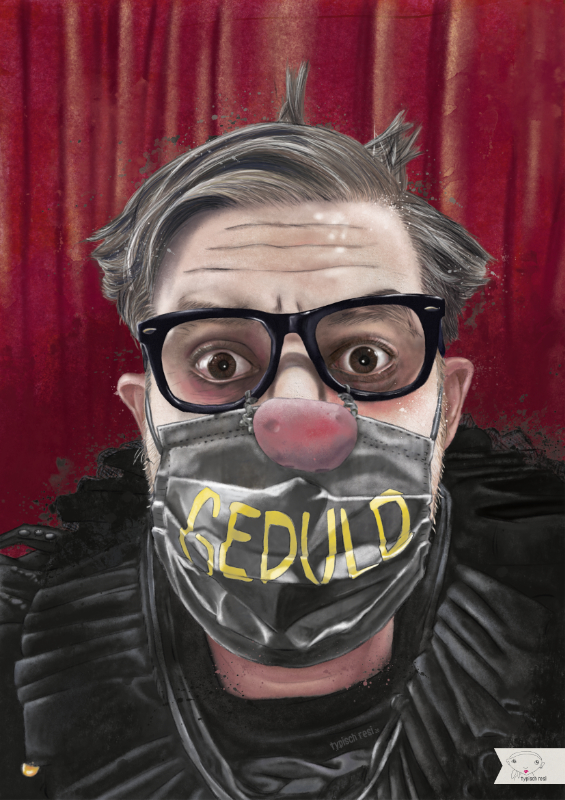 "Schwarzclown" | kunstvscorona - Serie | Wandkunst