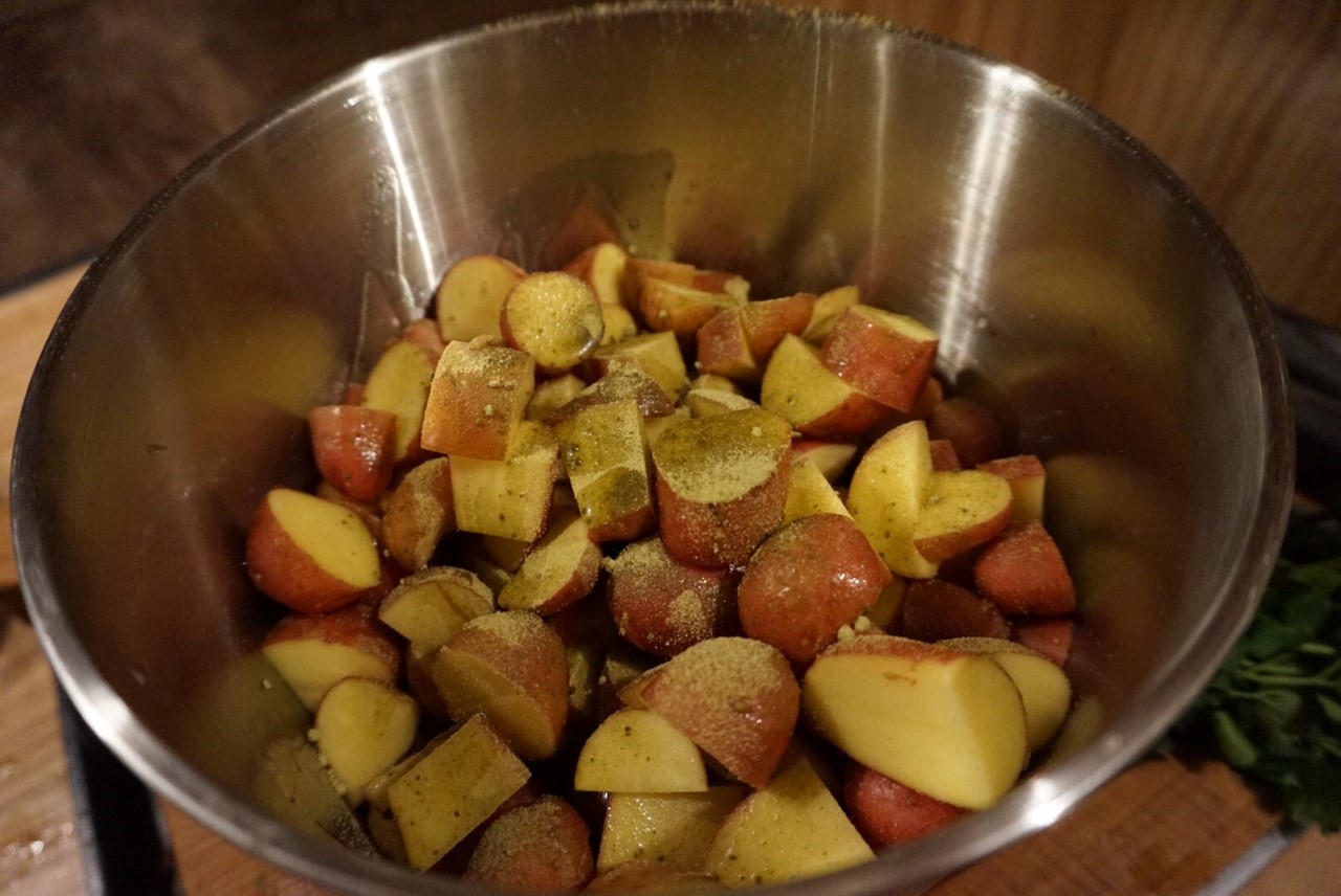 Meal Prep l Zeit sparen und abnehmen l Petersilienkartoffeln aus dem Ofen mit Hackbaellchen