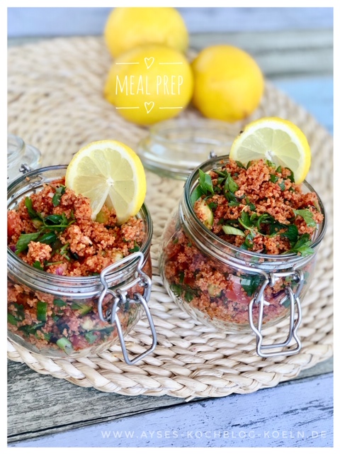 Meal Prep tuerkischer Bulgursalat l orientalischer Bulgursalat Kisir l Salat fuers Buero