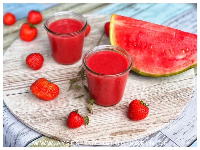 mein Straw-Melone Smoothie l die beste Erfrischung im Sommer l Melonen Erdbeer Smoothie