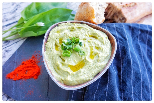 Baerlauch-Hummus Rezept mit Avocado l einfacher Hummus-Dip