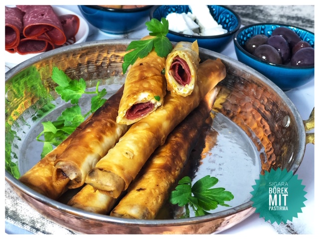 Sigara Boerek mit Kaese und Pastirma l Einfache tuerkische Vorspeise