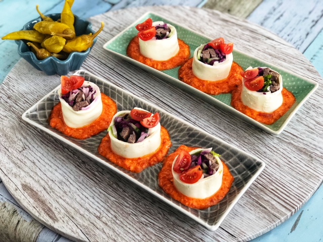 Low-Carb Kebab Wrap mit Ajvar-Dipp l Mozzarella Wrap Rezept l Low Carb Döner