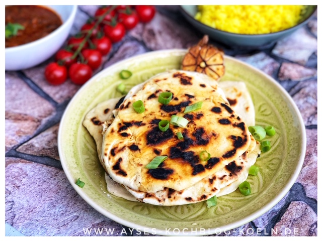 Veganes Naan Brot mit Knoblauch l Naan Brot wie von Jamie Oliver l einfaches indisches Brot