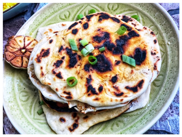 Veganes Naan Brot mit Knoblauch l Naan Brot wie von Jamie Oliver l einfaches indisches Brot