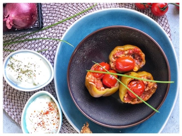 Gefuellte Paprika tuerkisch mit Hackfleisch und Reis