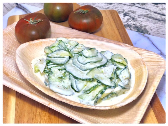 suesslicher Gurkensalat Imbiss l Gurkensalat mit Sahne und Dill l Gurkensalat klassisch