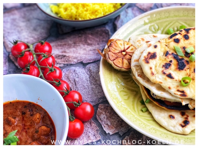 Veganes Naan Brot mit Knoblauch l Naan Brot wie von Jamie Oliver l einfaches indisches Brot