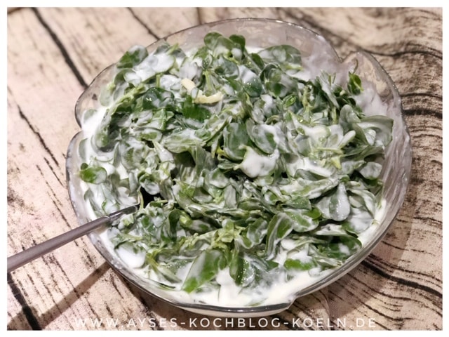 Rezept tuerkischer Salat Portukal l Portulak Salat mit Joghurt