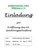 Einladung zur Eröffnung des 68. Gaukönigsschießens