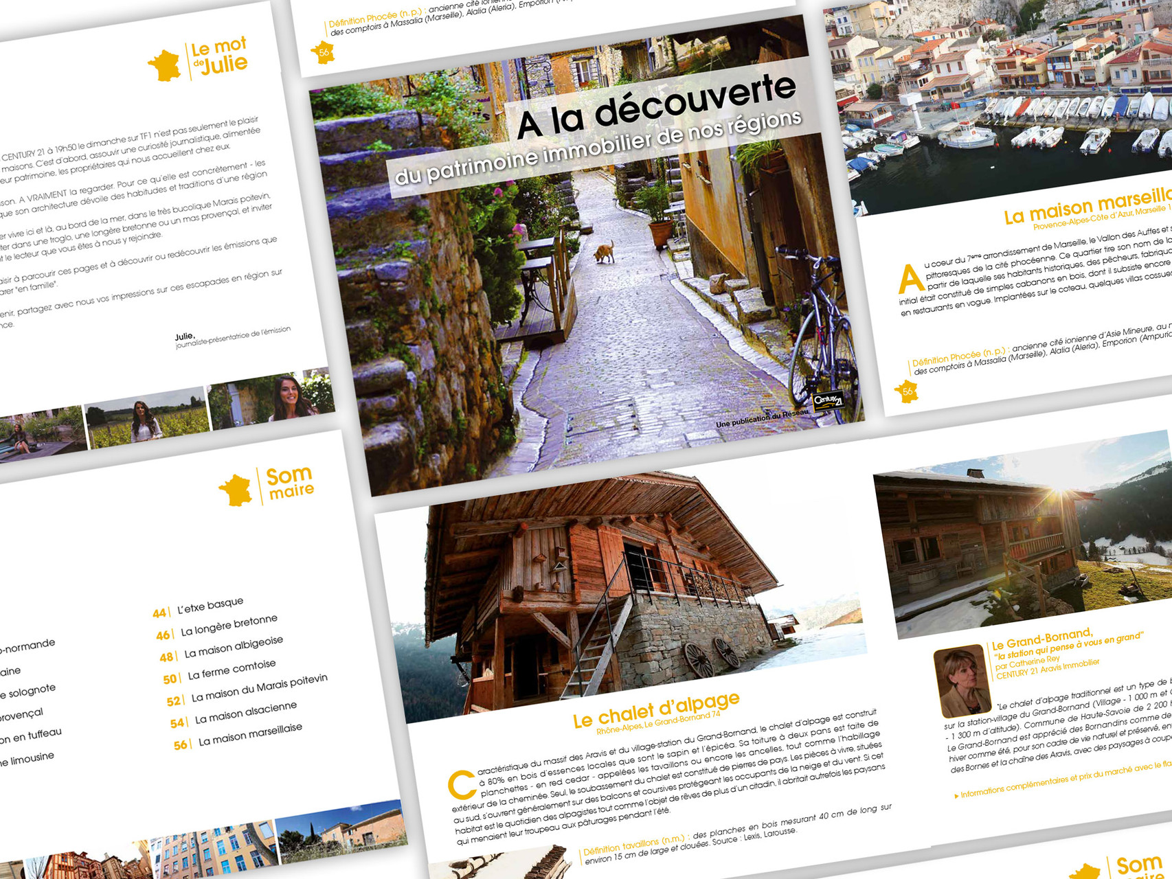 Mise en page et réalisation Century 21 - Tour de France des styles architecturaux