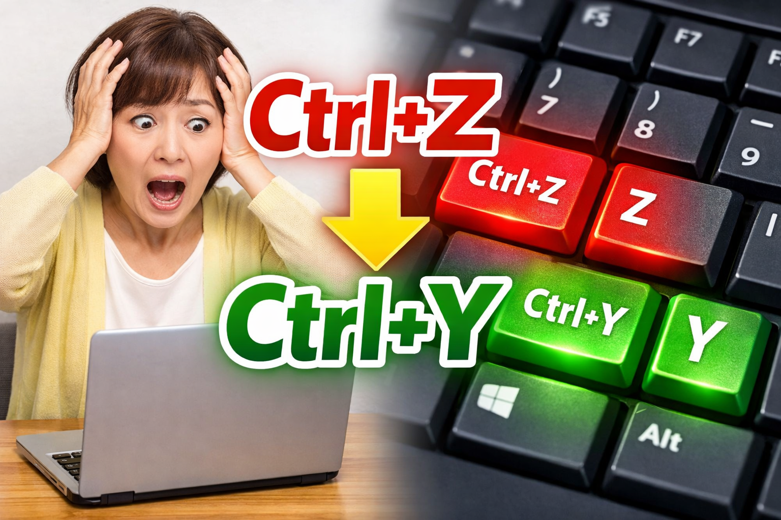 Ctrl + Zで戻しすぎた！Ctrl + Yでやり直す方法【動画あり】