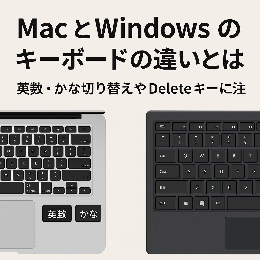 「MacとWindowsのキーボードの違いとは？英数・かな切り替えやDeleteキーに注意」