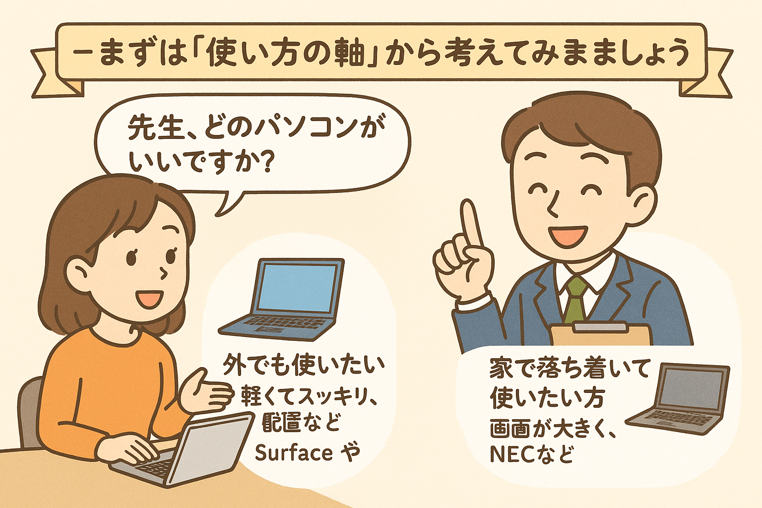 【初心者向け】パソコンの選び方、もう迷わない！たった2つの質問でわかる、最適な一台