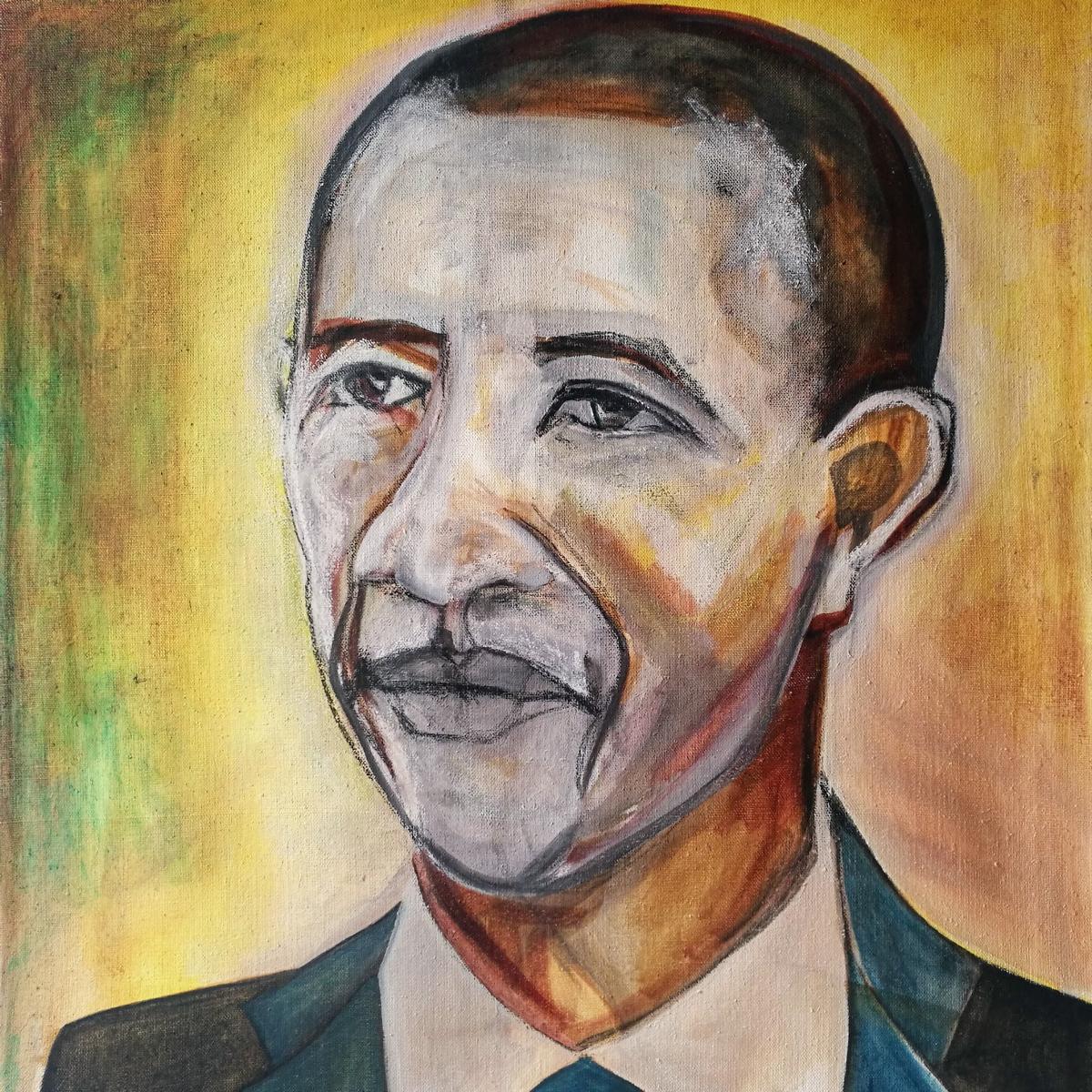 Barack Obama, oil on canvas, 75 x 70 cm, 2013-2015