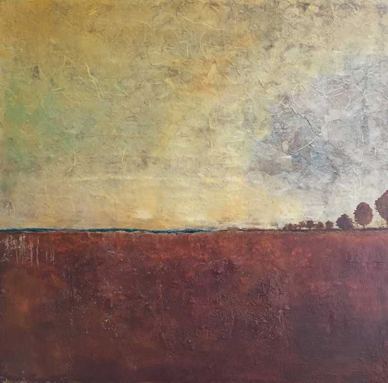 Terracotta-Landschaft   ...   Marmormehl, Struktur und Acryl auf Leinwand   ...   80 x 80 cm