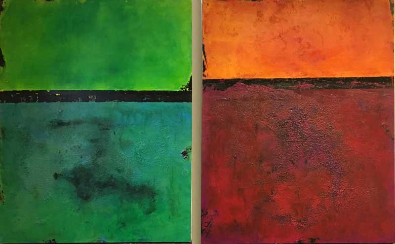 Horizonte   ...   Acryl, Marmormehl auf Leinwand   ...   2 x 80 x 100 cm