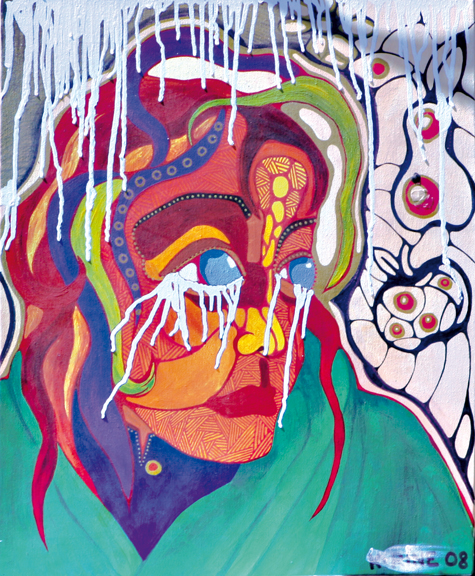 La fille qui pleure du lait. Acrylique sur toile. 40X80 cm
