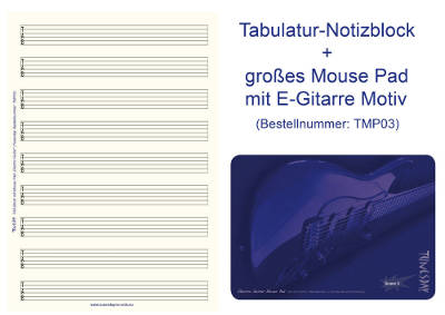 Bundle: TAB-Block mit großen Linienabständen + Mousepad für Gitarristen (TMP03)