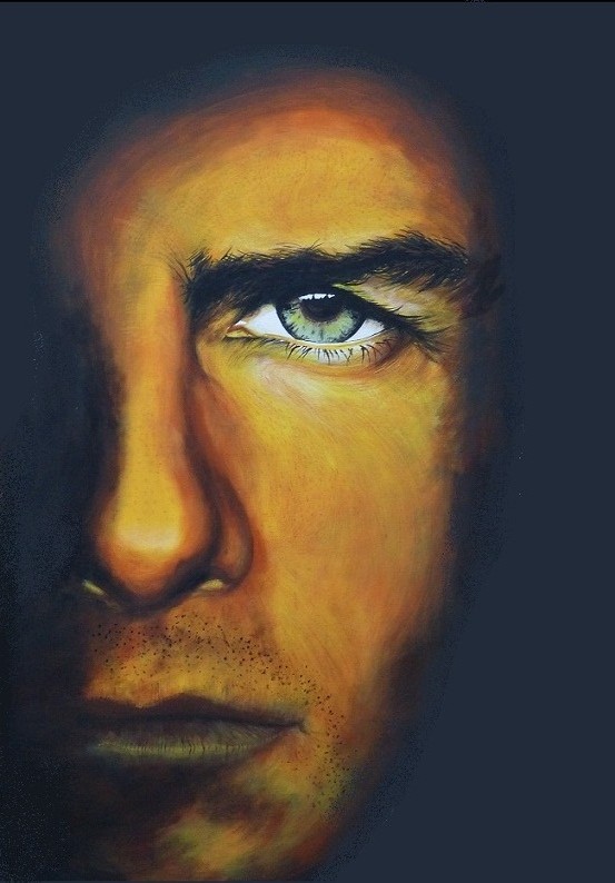 TOM CRUISE VS DANIEL CRAIG -  70 x 100cm  Acrylfarbe, Schlussfirnis  250€