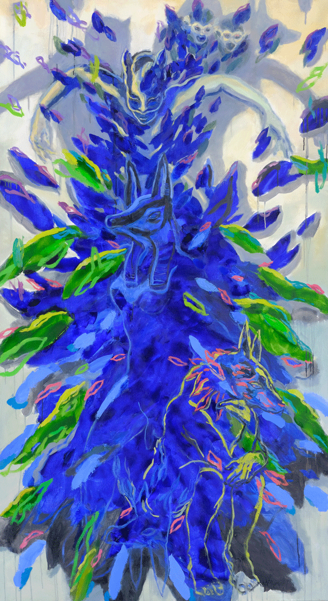 Blue Ears, Oil on canvas, 180 x 100cm, 2025