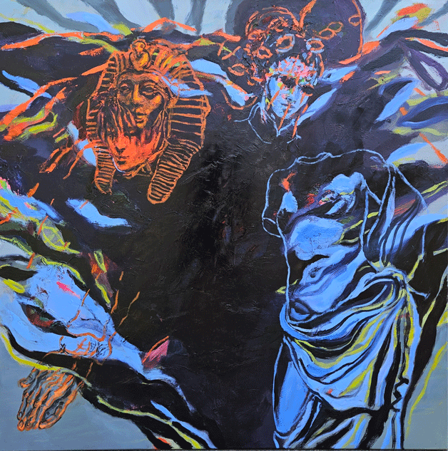 Double Demon, 100 x 100 cm, Oil on canvas, 2025