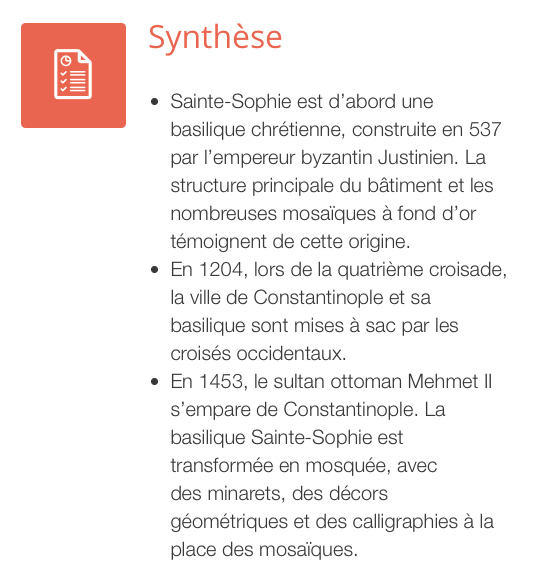 frise chronologique de sainte sophie