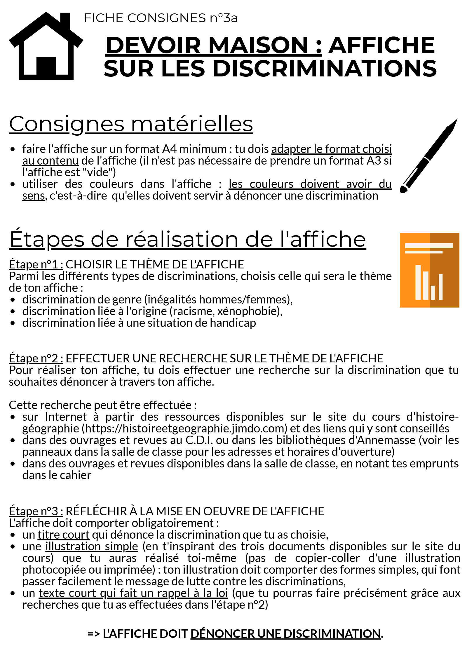 Emc 5eme Discrimination Evaluation Devoir maison : LES DISCRIMINATIONS - Site de histoireetgeographie !