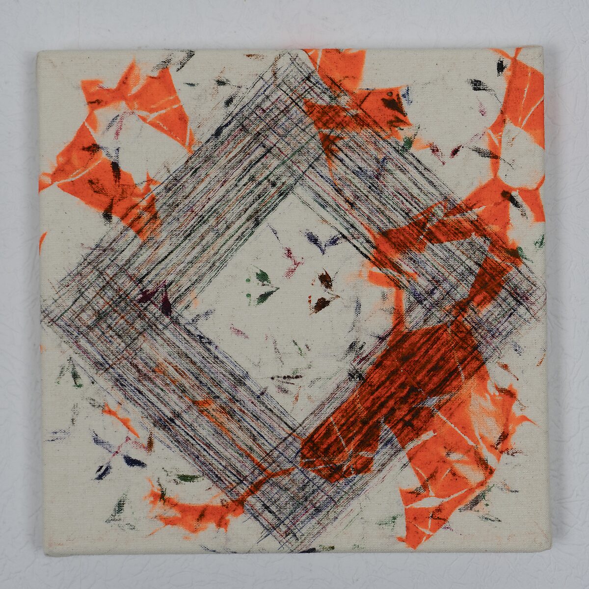 Drawings — Remaining Ink Cloths — drawing in which diagonal bundles of lines create a diamond-shaped frame around a lighter central space.