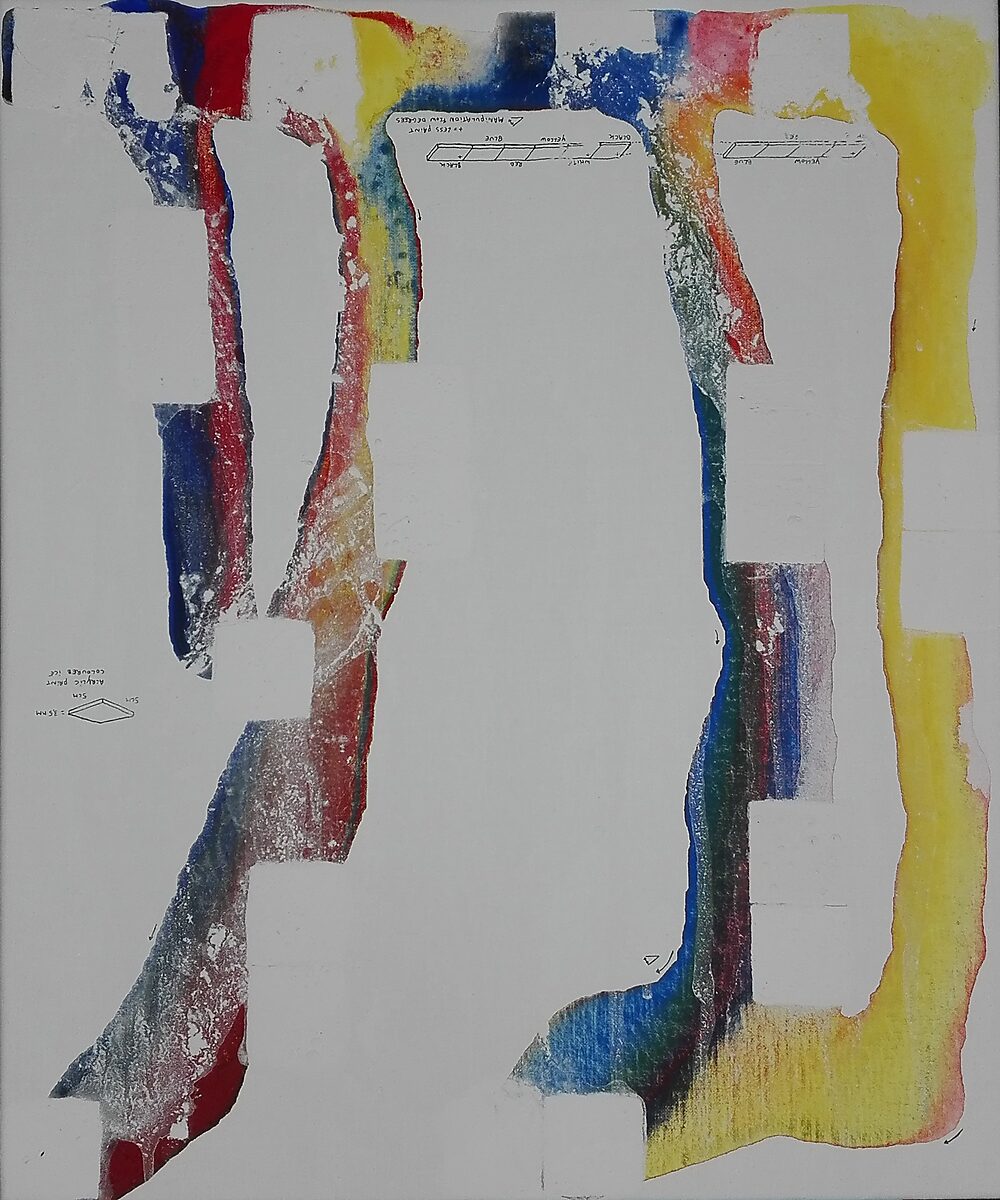 Melting Compositions — painting in which broad color areas and blank square zones mark the positions of the original ice plates.
