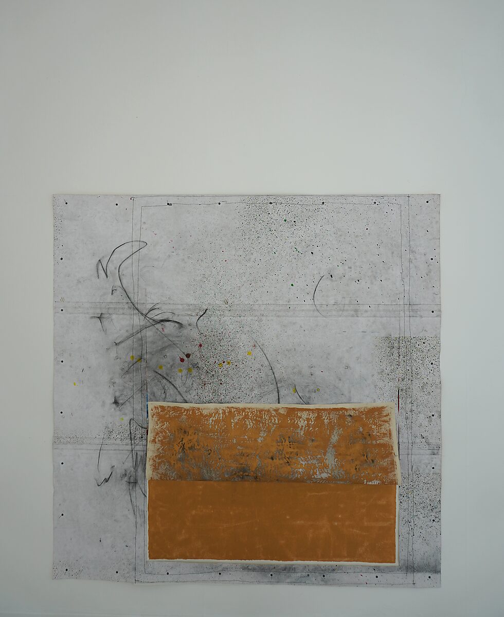 Television Series, Noise Preacher — a horizontal incision has been made in the canvas; a lower flap of the canvas can be opened, revealing another layer beneath the surface.