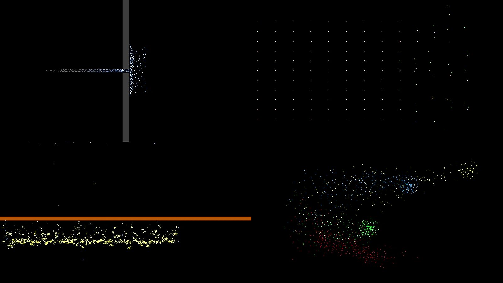 Virtual Transformation — Form of a Passage — video still of a 3D animation in which minimal geometric elements and dots form an abstract, shifting composition.