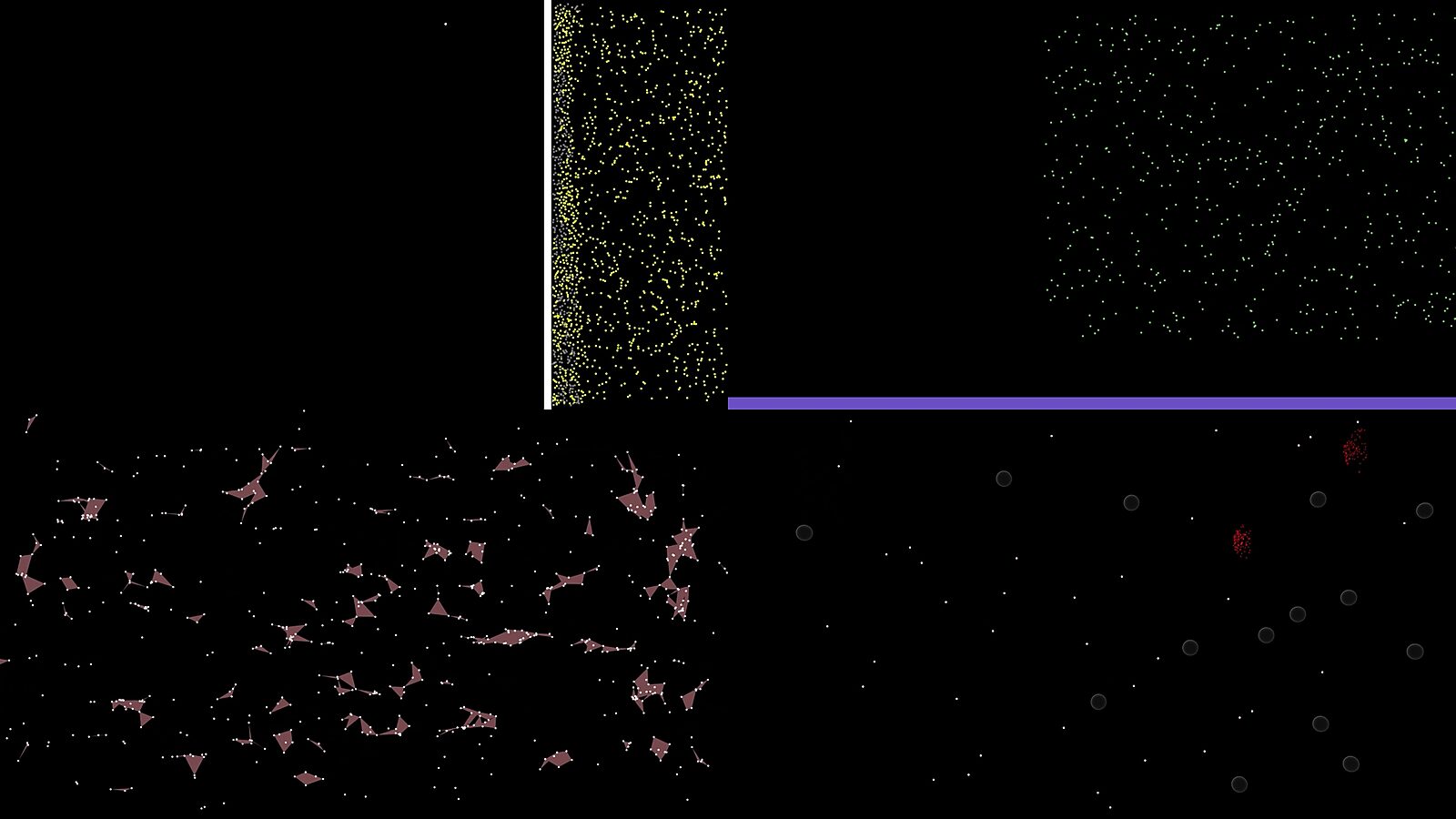 Virtual Transformation — Form of a Passage — video still of a 3D animation in which linear traces and dots suggest movement and trajectory.