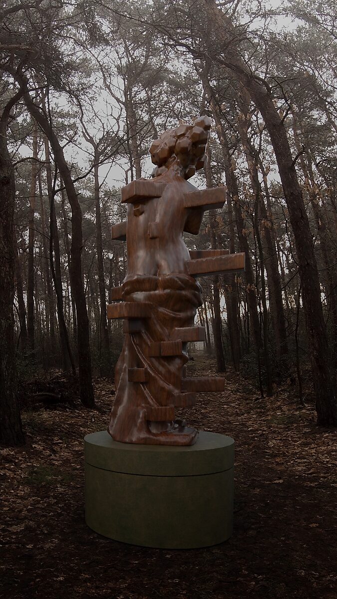 Virtuele transformatie — De lades van Venus: videostill uit een 3D-animatie, variatie op Dalí’s Venus van Milo met laden; de torso keert zich verder en de uitstekende elementen lijken in en uit het lichaam te schuiven, als laden in een voortdurend proces 